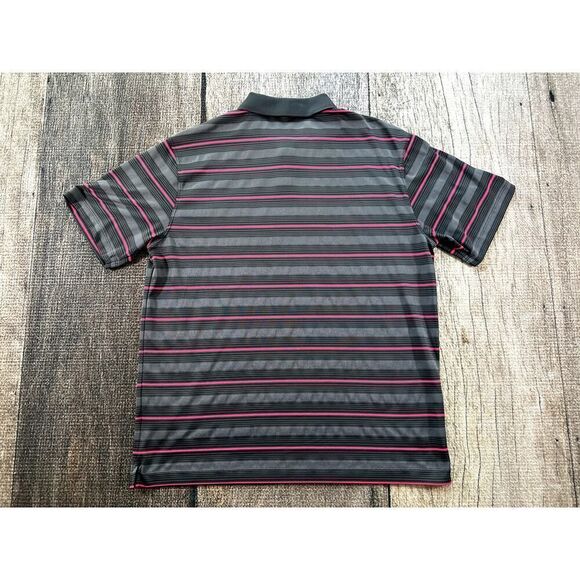 Nike Golf Dri Fit Black Pink Striped Broadlands Polo Shirt Men's Large Dri-Fit - Picture 7 of 8